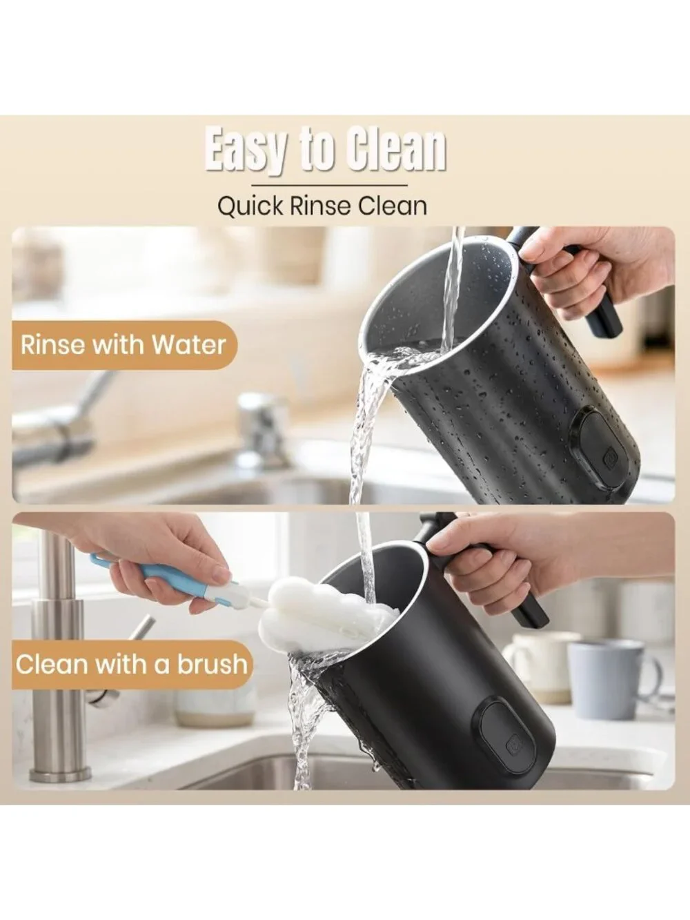 4-in-1 Milk Frother & Steamer - 350ml Hot/Cold Foam Maker for Coffee Lovers